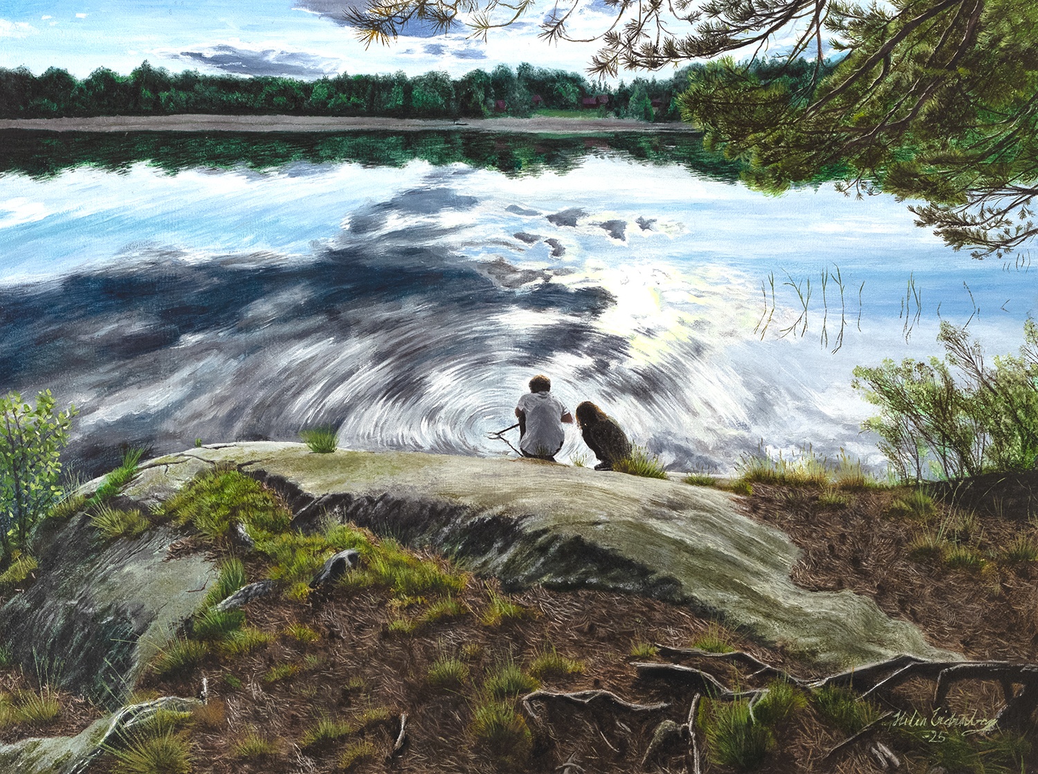 Oljemålning sjömotiv natur